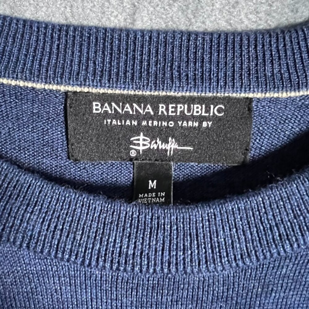 Baruffa x Banana Republic Italian wool sweater sz M Blue - Picture 2 of 5
